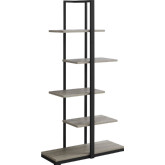 60" Bookcase in Dark Taupe & Black Metal